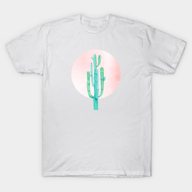 Rose Gold Cactus Sunshine T-Shirt by NatureMagick